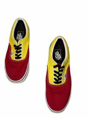 Vans Low-Top Colorblock Canvas Sneakers Red Yellow Black